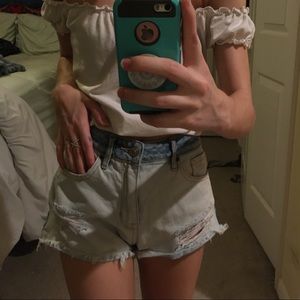 Pacsun Colorblock Lightwash Denim Shorts